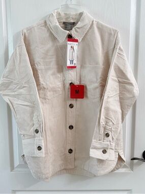 Matty M Cream Corduroy Button Shirt Jacket